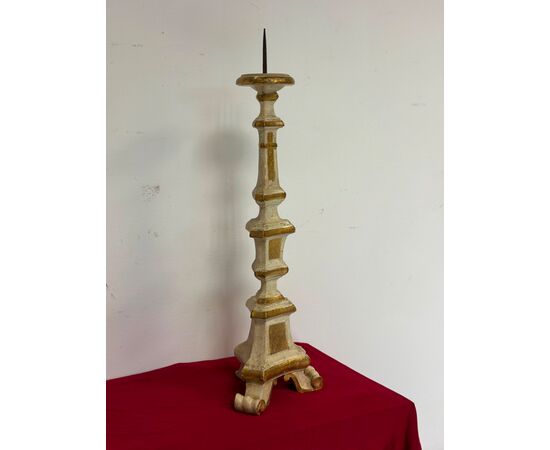 Louis XV lacquered and gilded candlestick