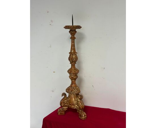 Louis XV carved and gilded mecca candlestick