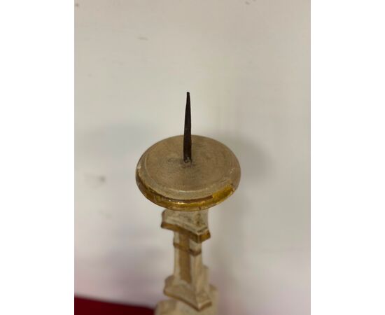 Louis XV lacquered and gilded candlestick