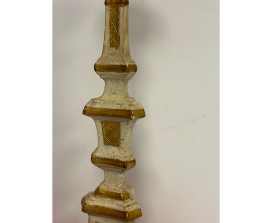 Louis XV lacquered and gilded candlestick