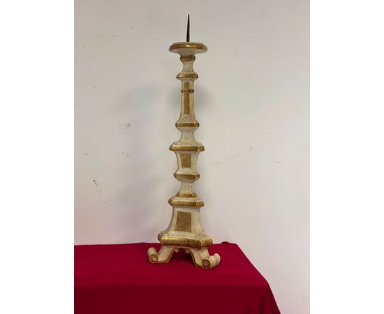 Louis XV lacquered and gilded candlestick