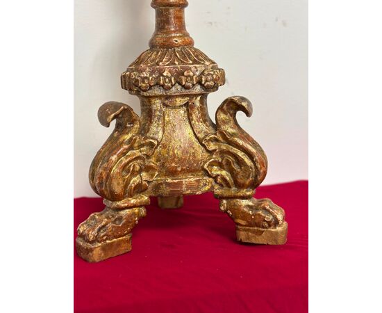 Louis XV carved and gilded mecca candlestick