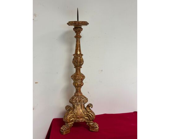 Louis XV carved and gilded mecca candlestick