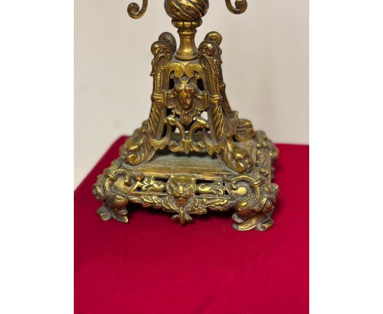 Pair of gilded bronze candlesticks. 19th century.