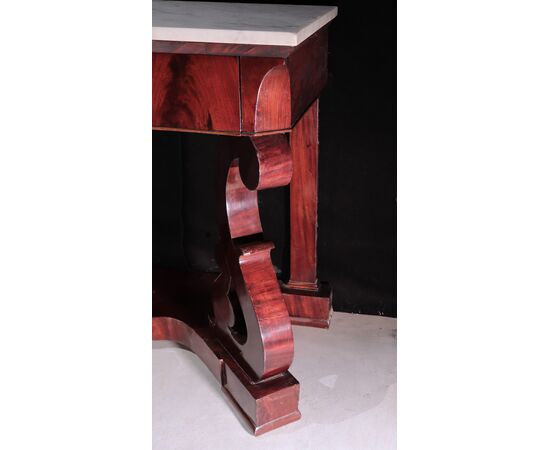 Console table in mahogany feather, Naples, 19th century