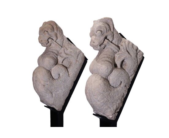 Marble Caryatid Pair, Italy, 15th Century