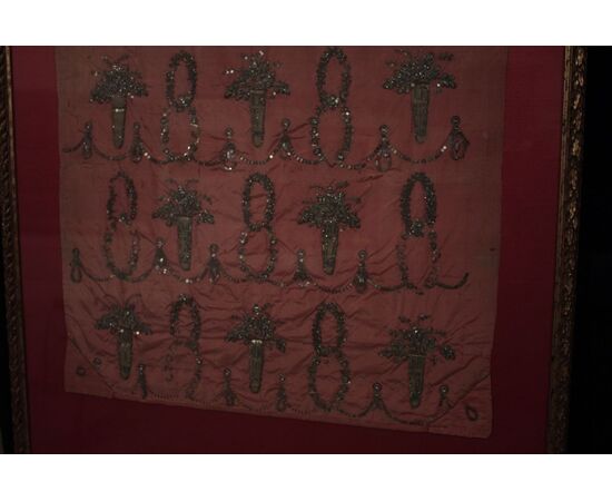 Embroidered Panel with Silver Thread