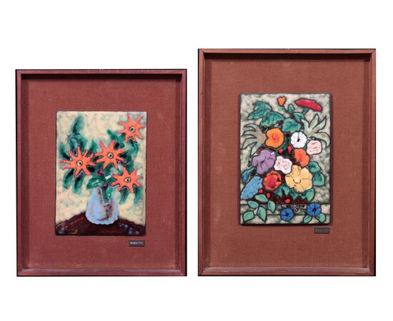Giuseppe Maretto (Milan 1908–1984) - 2 Enamels with Flowers