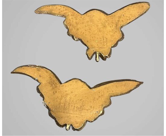 Pair of gilded wooden winged cherubs – 18th/19th century