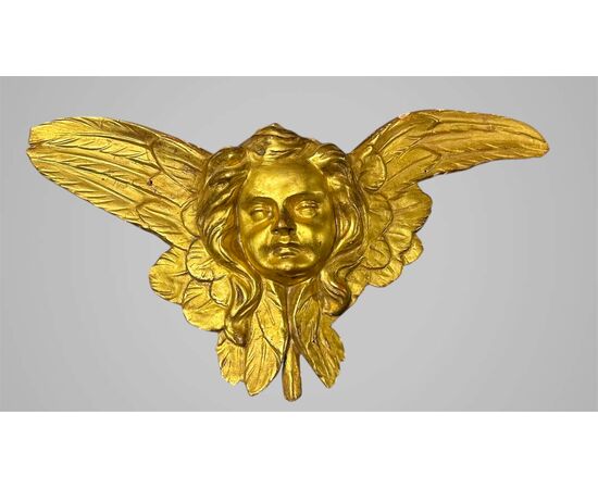 Coppia di cherubini alati in legno dorato – XVIII/ XIX secolo