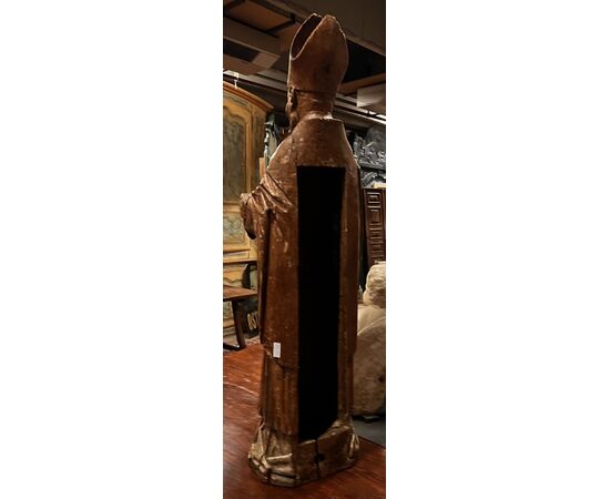 DARS690 - Sculpture representing Saint Ambrose, dimensions cm W 36 x H 135 x D 35