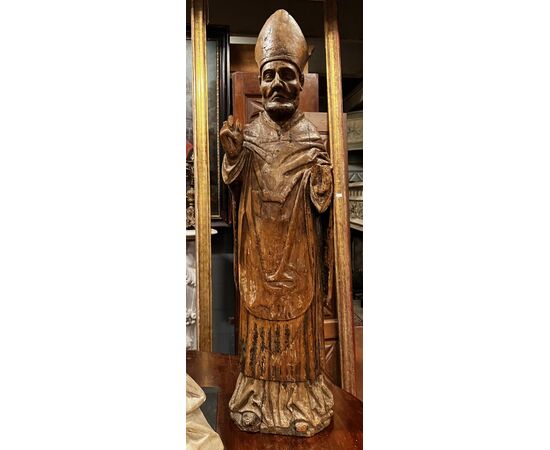 DARS690 - Sculpture representing Saint Ambrose, dimensions cm W 36 x H 135 x D 35