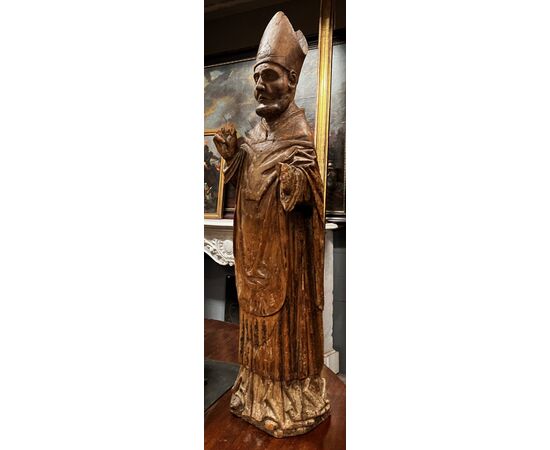 DARS690 - Sculpture representing Saint Ambrose, dimensions cm W 36 x H 135 x D 35