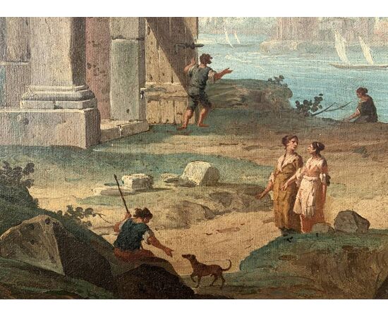 Antonio Joli (Modena 1700 - Naples 1777) - Architectural capriccio with ruins and figures.