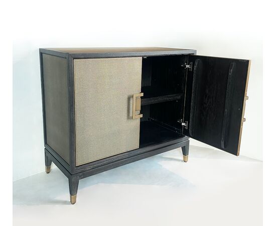 Contemporary sideboard - wood and faux leather