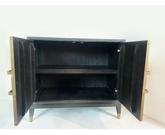 Contemporary sideboard - wood and faux leather