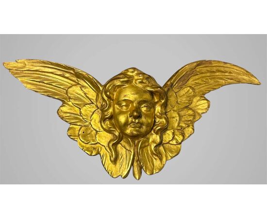 Coppia di cherubini alati in legno dorato – XVIII/ XIX secolo