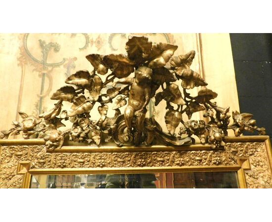 specc200 mirror with cymatium with angels, ep. &#39;800, h cm190 x 99     