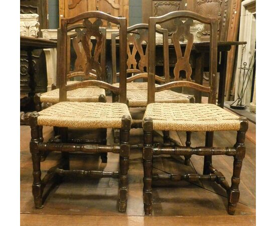 panc79 - n. 4 walnut chairs, mis. cm 45 x 40 x 100 h     