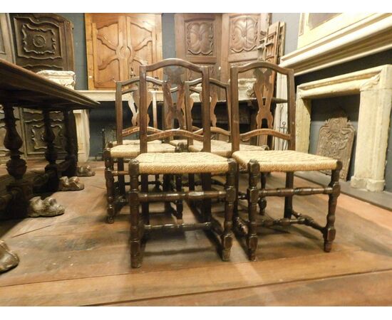panc79 - n. 4 walnut chairs, mis. cm 45 x 40 x 100 h     