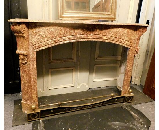 chm602 fireplace in red marble h cm 103 x 160 cm     
