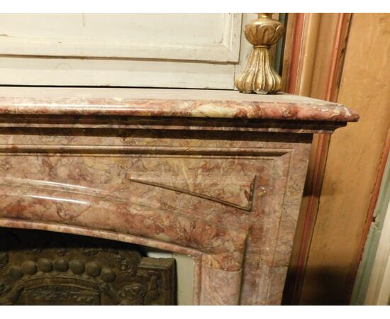 chm442 camino in marmo rosso, ep. '800, mis. cm l 140 x h 109, prof. cm 37