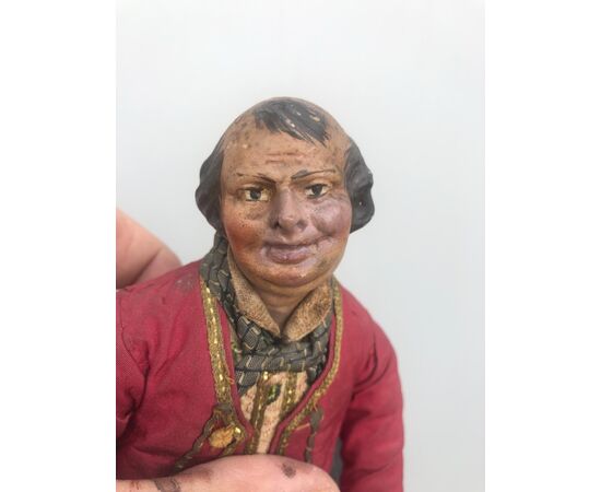 Crib figurine, with a terracotta head, depicting a peasant. Naples     