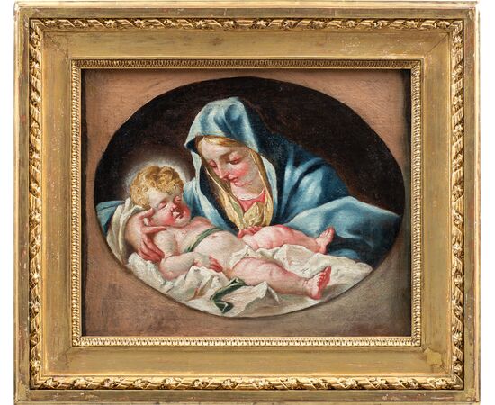 Pittore veneto (XVIII sec.) - Madonna con Bambino.