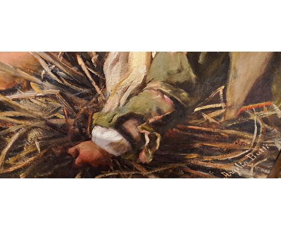 " IL NIDO" - OLIO SU TELA - ARGELIA BUTTI (1855 - 1924)