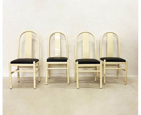 Lacquered wood chairs - 1980 (set of 4)