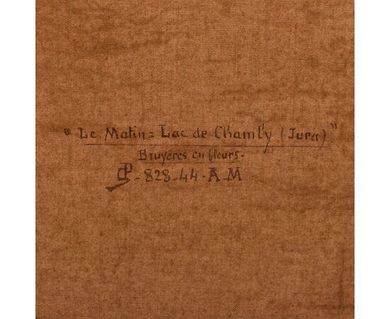 DIPINTI ANTICHI PAESAGGI, LAC DE CHAMBLY, DIDIER POUGET, OLIO SU TELA, PRIMI DEL NOVECENTO. (QP706)