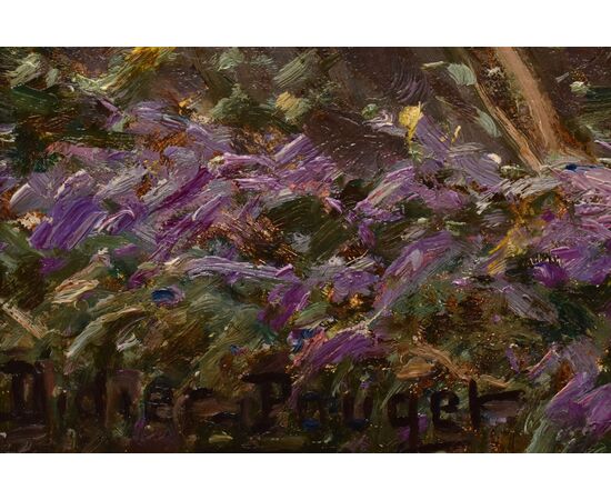 DIPINTI ANTICHI PAESAGGI, LAC DE CHAMBLY, DIDIER POUGET, OLIO SU TELA, PRIMI DEL NOVECENTO. (QP706)