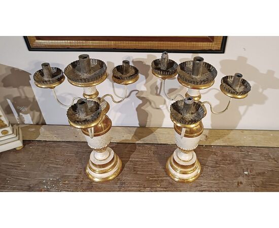 COPPIA DI CANDELIERI LUIGI XVI SECONDA META’ XVIII SECOLO