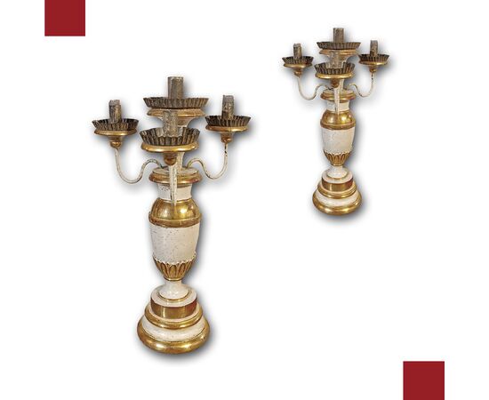 COPPIA DI CANDELIERI LUIGI XVI SECONDA META’ XVIII SECOLO