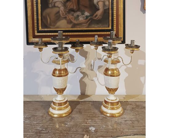 COPPIA DI CANDELIERI LUIGI XVI SECONDA META’ XVIII SECOLO