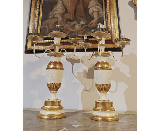 COPPIA DI CANDELIERI LUIGI XVI SECONDA META’ XVIII SECOLO