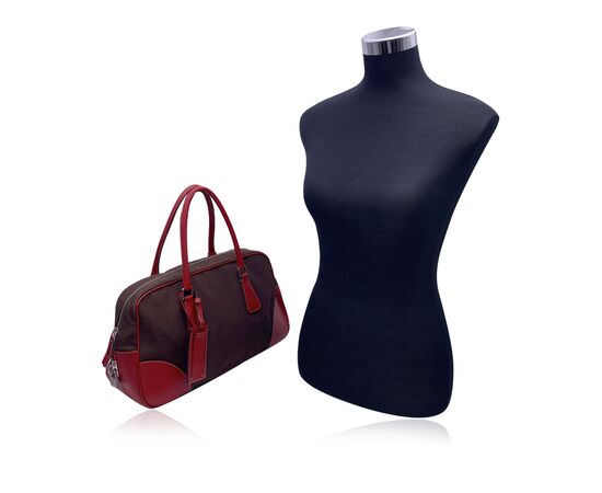 PRADA Borsa a Mano Vintage in Tela Col. Marrone Bowling M