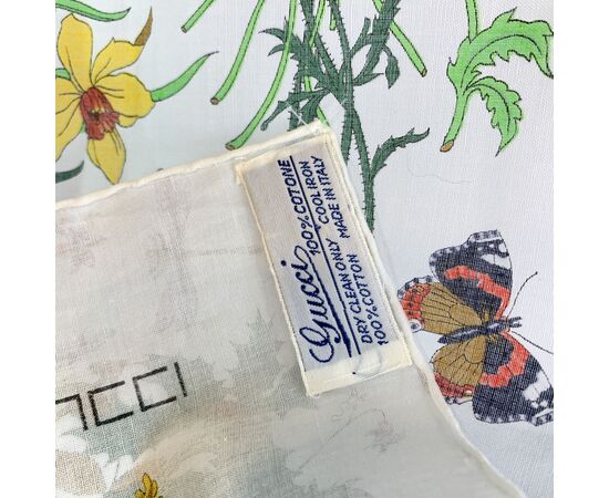 GUCCI Foulard Vintage in Cotone Col. Bianco