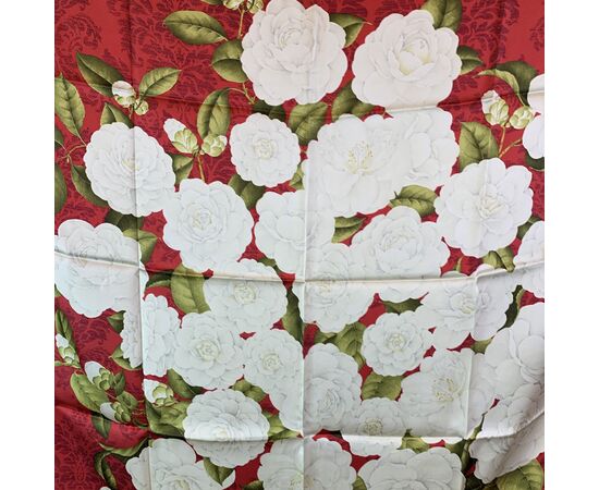 CHANEL Foulard Vintage in Seta Col. Rosso Camelia