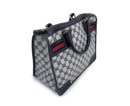 GUCCI Borsa a Mano Vintage in Tela Col. Blu Ophidia M