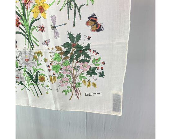 GUCCI Foulard Vintage in Cotone Col. Bianco