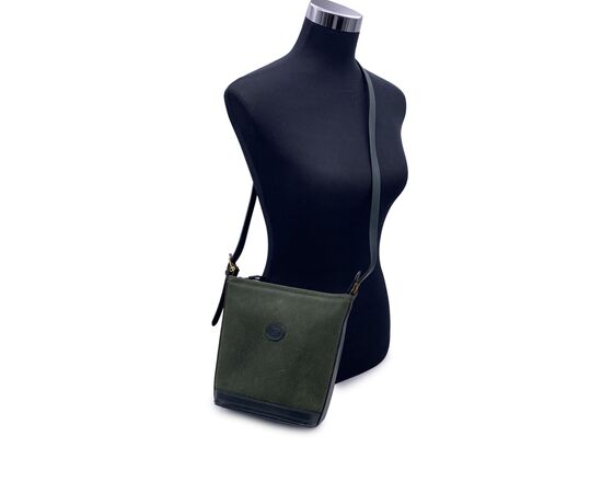 GUCCI Borsa a Tracolla Vintage in Camoscio Col. Verde Interlocking M