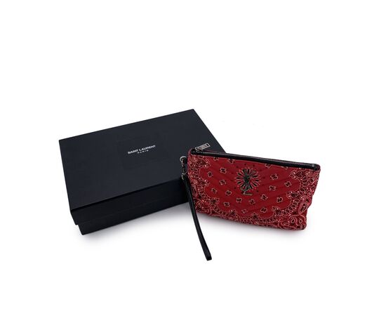SAINT LAURENT Pochette in Tela Col. Rosso Lou Lou S