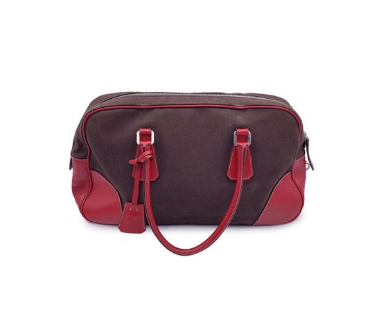 PRADA Borsa a Mano Vintage in Tela Col. Marrone Bowling M