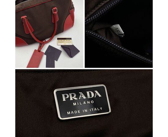 PRADA Borsa a Mano Vintage in Tela Col. Marrone Bowling M
