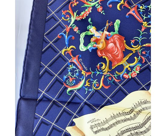 HERMES Foulard Vintage in Seta Col. Blu Carre 90