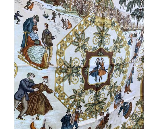 HERMES Foulard Vintage in Seta Col. Marrone Carre 90