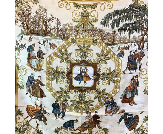 HERMES Foulard Vintage in Seta Col. Marrone Carre 90