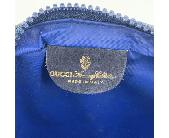 GUCCI Pochette Vintage in Tela Col. Blu Ophidia M
