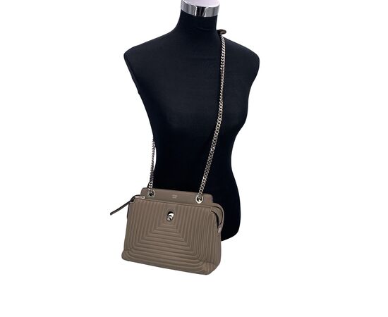 FENDI Borsa a Tracolla in Pelle Col. Grigio Dot Com M